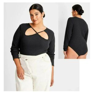 Future Collective Black Cut-Out Long Sleeve Bodysuit Sz 1X